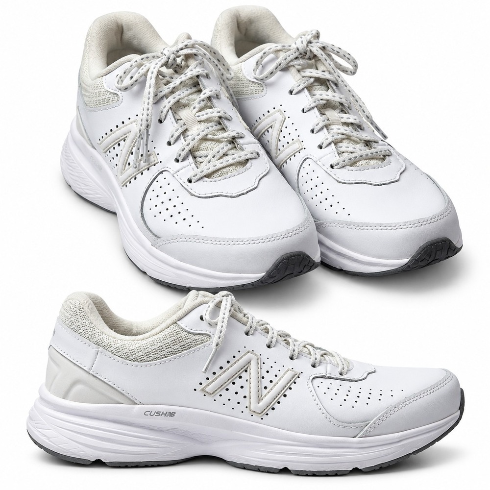 NEW BALANCE 411 Cush Walking Shoe Sneaker Womens Sz 7.5 White Leather Orthotic